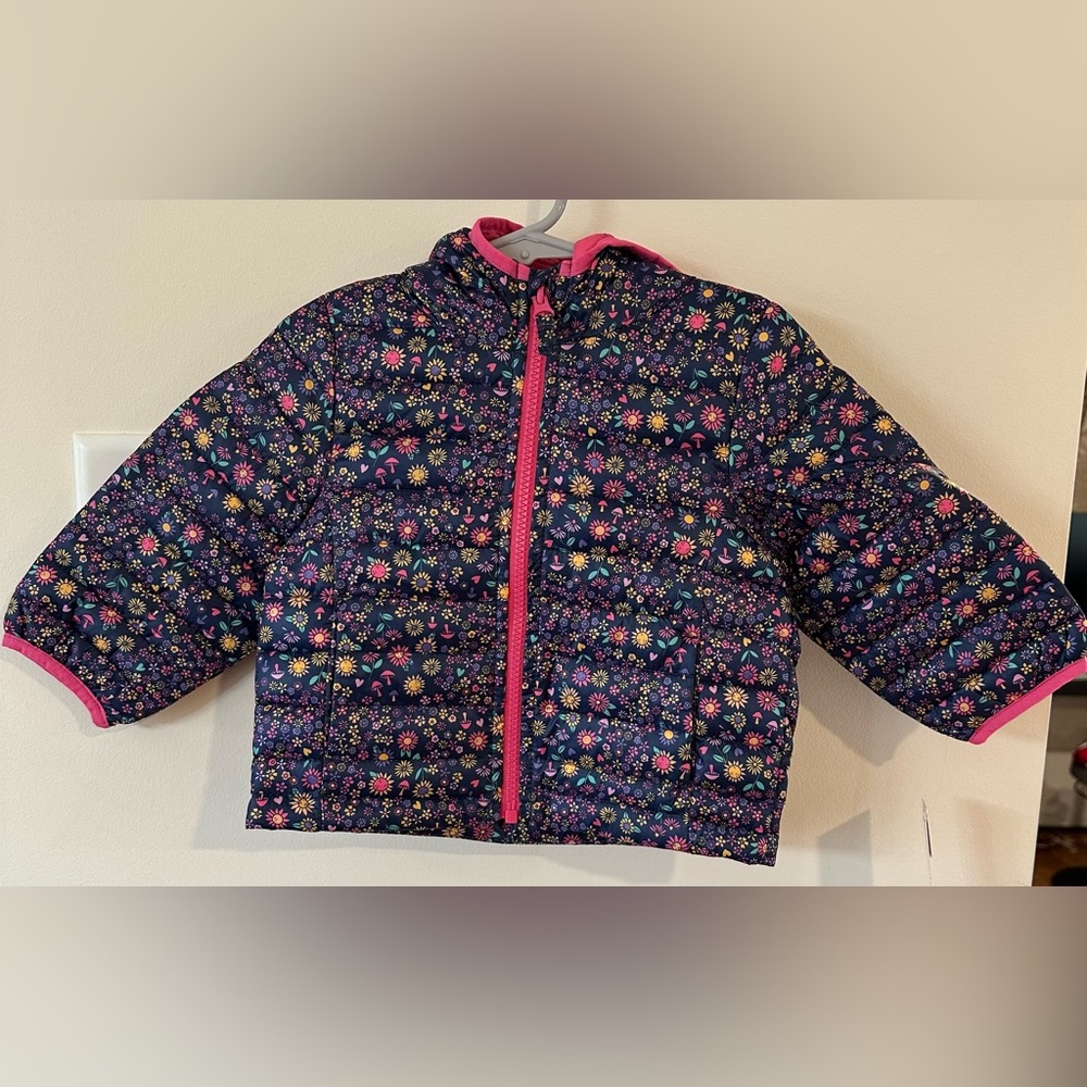 Jumping Beans Baby/Toddler Girls Navy/Pink  Light Puffer Jacket NWT Vari…